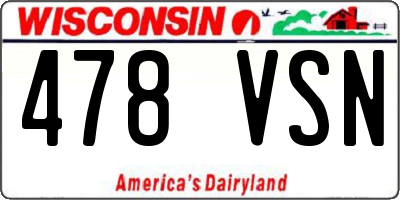 WI license plate 478VSN