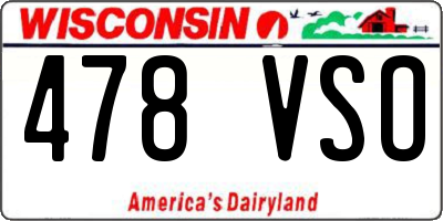 WI license plate 478VSO
