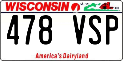 WI license plate 478VSP