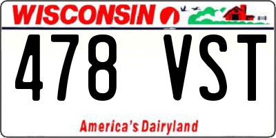 WI license plate 478VST