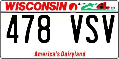 WI license plate 478VSV