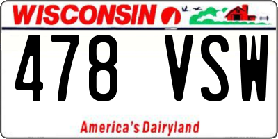 WI license plate 478VSW