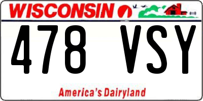 WI license plate 478VSY
