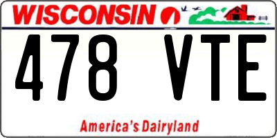 WI license plate 478VTE