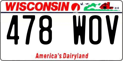 WI license plate 478WOV