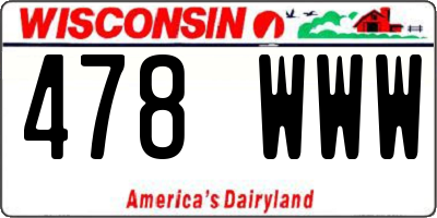 WI license plate 478WWW