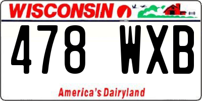WI license plate 478WXB