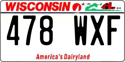 WI license plate 478WXF