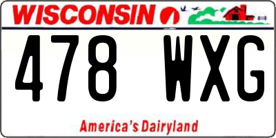WI license plate 478WXG
