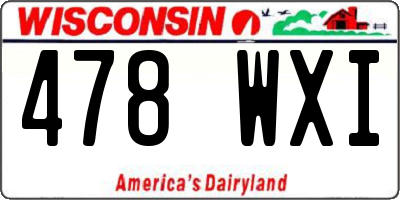 WI license plate 478WXI