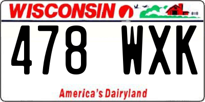 WI license plate 478WXK