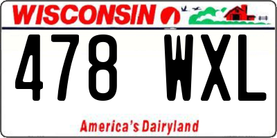 WI license plate 478WXL