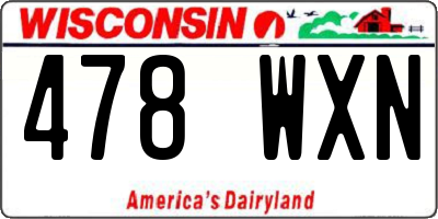 WI license plate 478WXN