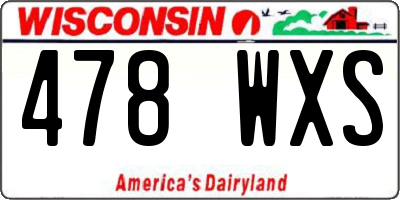 WI license plate 478WXS