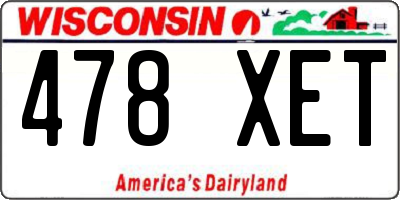 WI license plate 478XET