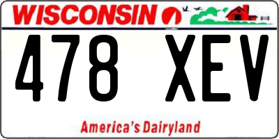 WI license plate 478XEV