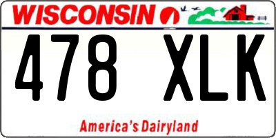 WI license plate 478XLK
