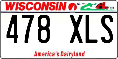 WI license plate 478XLS