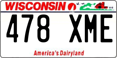 WI license plate 478XME