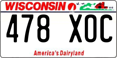 WI license plate 478XOC