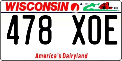 WI license plate 478XOE