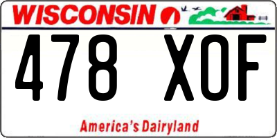 WI license plate 478XOF