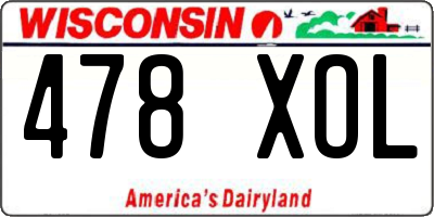 WI license plate 478XOL