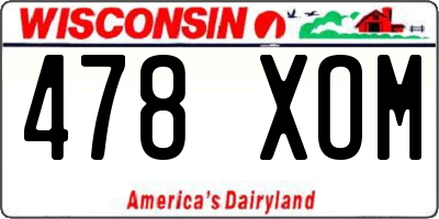WI license plate 478XOM