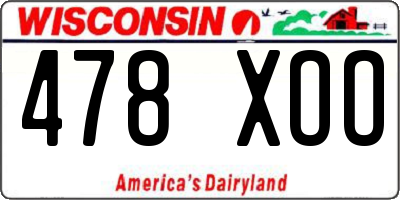 WI license plate 478XOO
