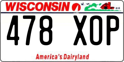 WI license plate 478XOP