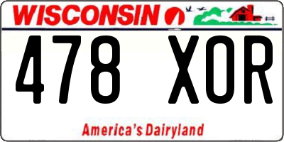 WI license plate 478XOR