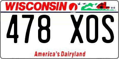 WI license plate 478XOS