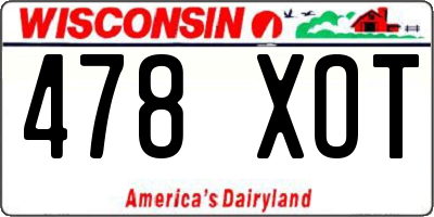WI license plate 478XOT