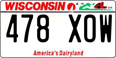 WI license plate 478XOW