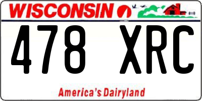 WI license plate 478XRC