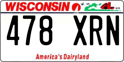 WI license plate 478XRN