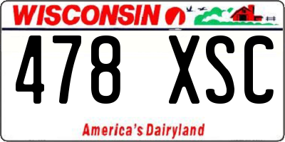 WI license plate 478XSC