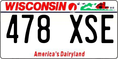 WI license plate 478XSE