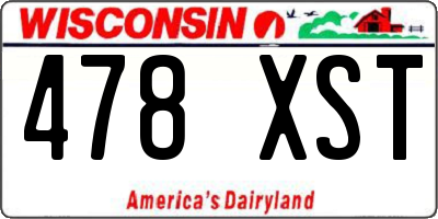 WI license plate 478XST