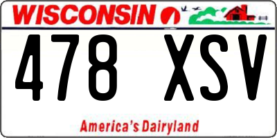 WI license plate 478XSV
