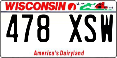WI license plate 478XSW