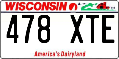 WI license plate 478XTE