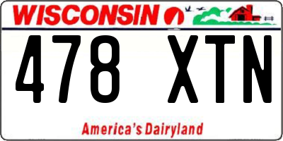 WI license plate 478XTN