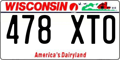 WI license plate 478XTO