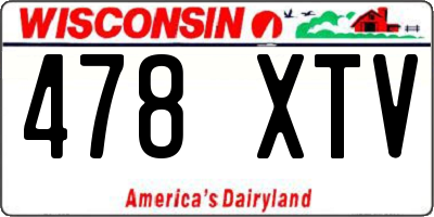 WI license plate 478XTV