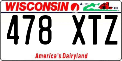 WI license plate 478XTZ