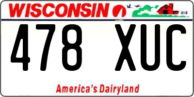 WI license plate 478XUC