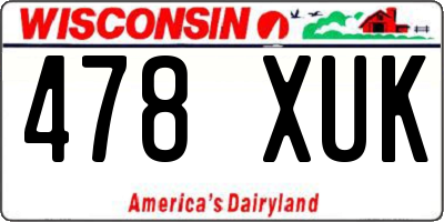 WI license plate 478XUK
