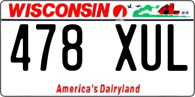 WI license plate 478XUL