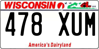 WI license plate 478XUM